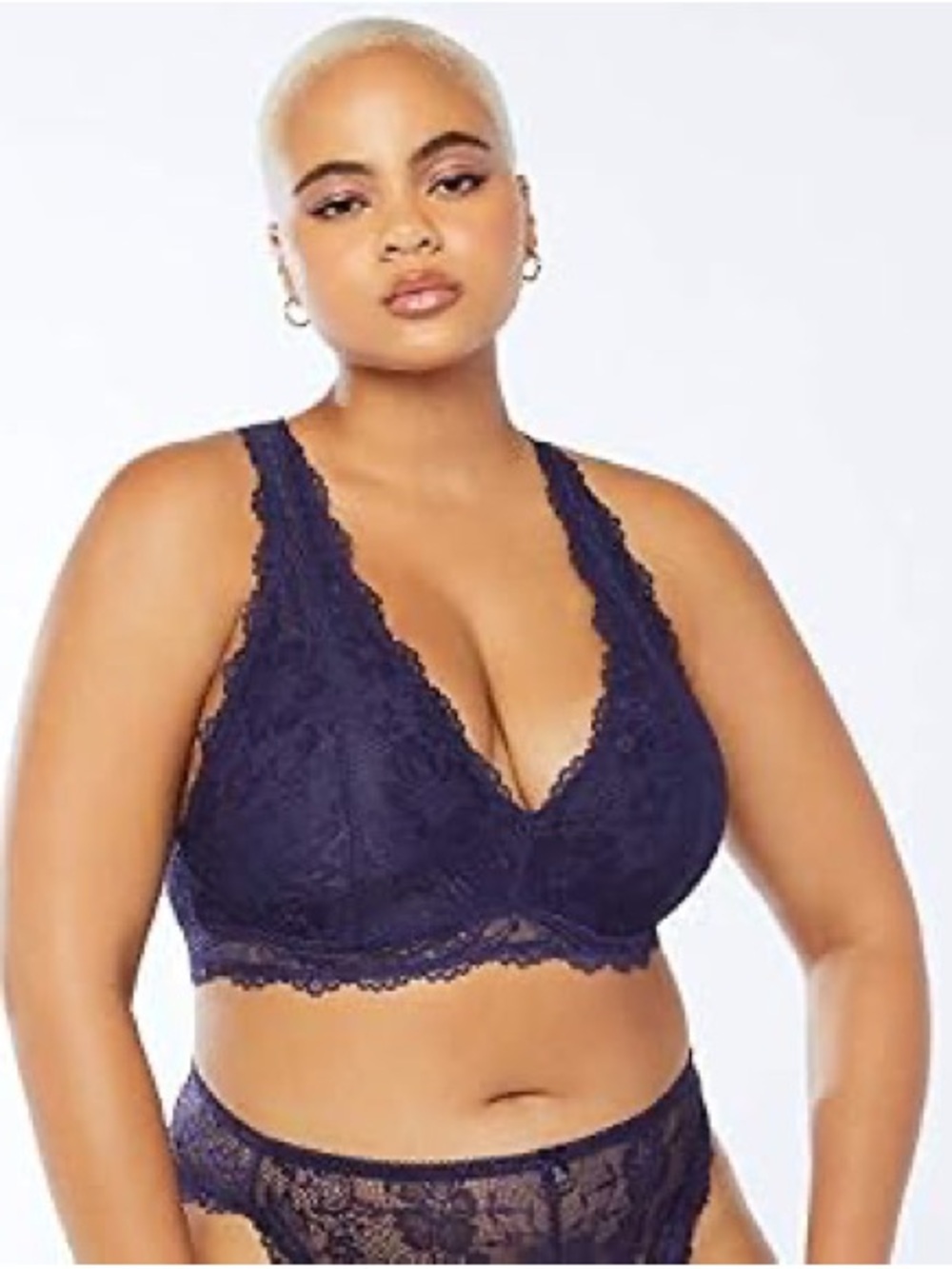 Savage X Fenty Women's Floral Lace Bralette  Navy Blue Size 1X